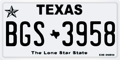 TX license plate BGS3958