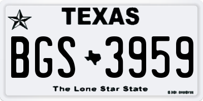 TX license plate BGS3959