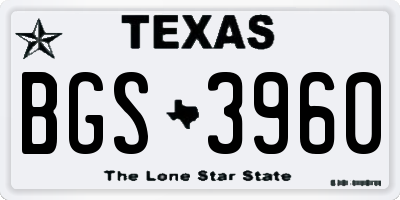 TX license plate BGS3960