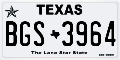 TX license plate BGS3964