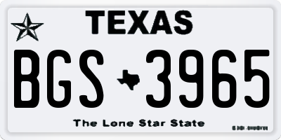 TX license plate BGS3965