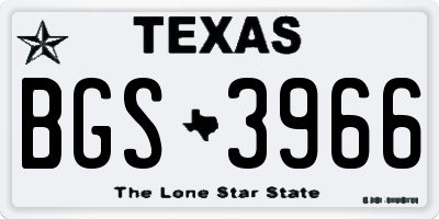 TX license plate BGS3966