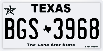 TX license plate BGS3968