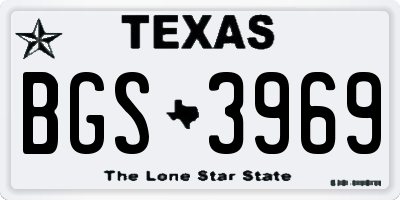 TX license plate BGS3969