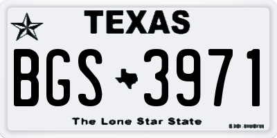 TX license plate BGS3971