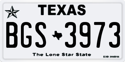 TX license plate BGS3973
