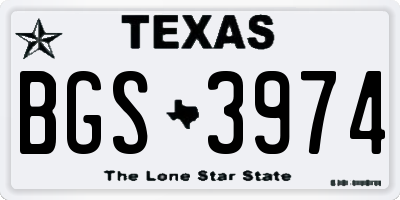 TX license plate BGS3974