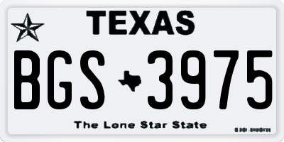 TX license plate BGS3975