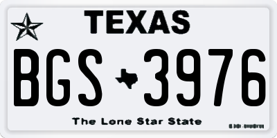 TX license plate BGS3976