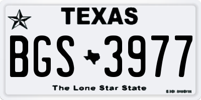 TX license plate BGS3977