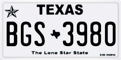 TX license plate BGS3980