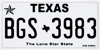 TX license plate BGS3983