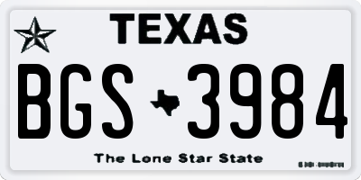 TX license plate BGS3984