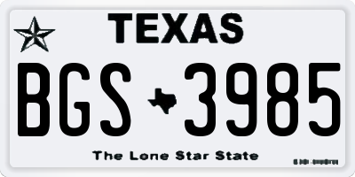 TX license plate BGS3985