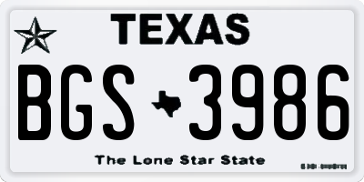 TX license plate BGS3986