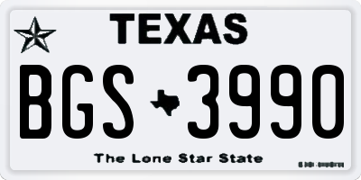 TX license plate BGS3990
