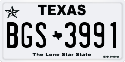 TX license plate BGS3991