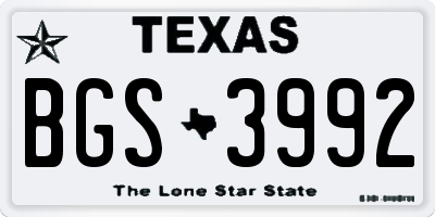 TX license plate BGS3992