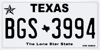 TX license plate BGS3994