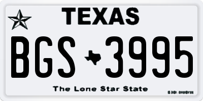 TX license plate BGS3995