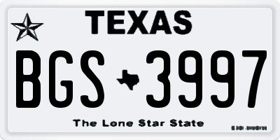 TX license plate BGS3997