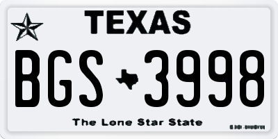 TX license plate BGS3998