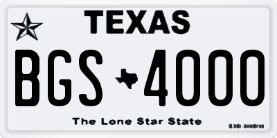 TX license plate BGS4000