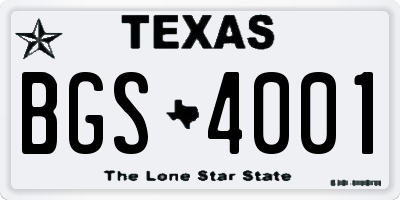 TX license plate BGS4001
