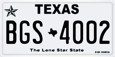 TX license plate BGS4002