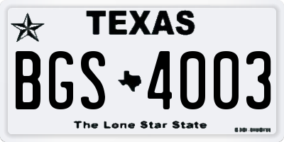 TX license plate BGS4003