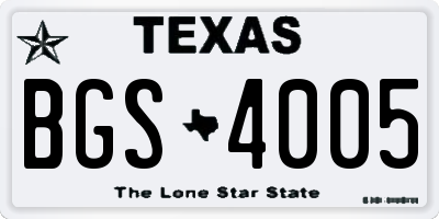 TX license plate BGS4005