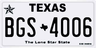 TX license plate BGS4006