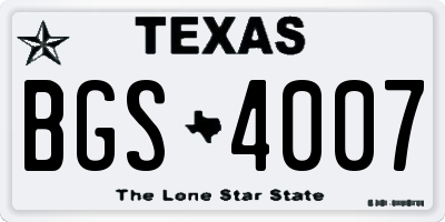 TX license plate BGS4007