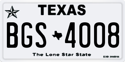 TX license plate BGS4008