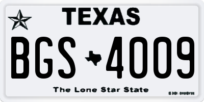 TX license plate BGS4009