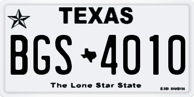 TX license plate BGS4010