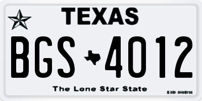TX license plate BGS4012