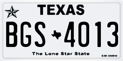 TX license plate BGS4013