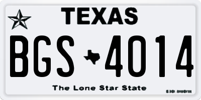 TX license plate BGS4014
