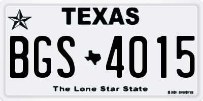 TX license plate BGS4015