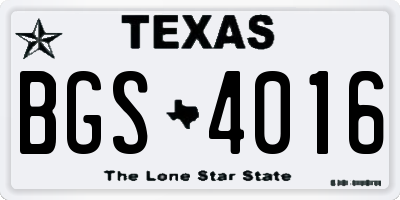 TX license plate BGS4016