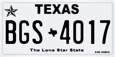 TX license plate BGS4017