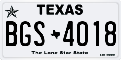 TX license plate BGS4018