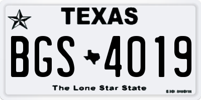TX license plate BGS4019
