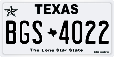 TX license plate BGS4022