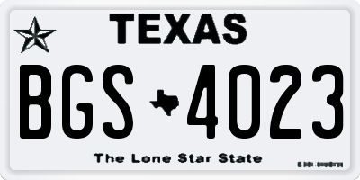 TX license plate BGS4023