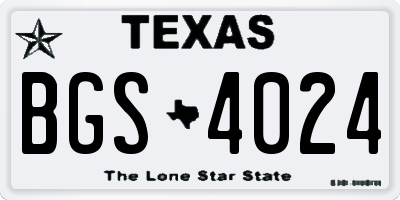TX license plate BGS4024