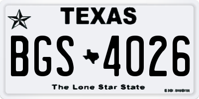 TX license plate BGS4026