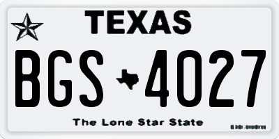 TX license plate BGS4027