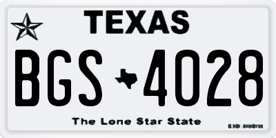 TX license plate BGS4028